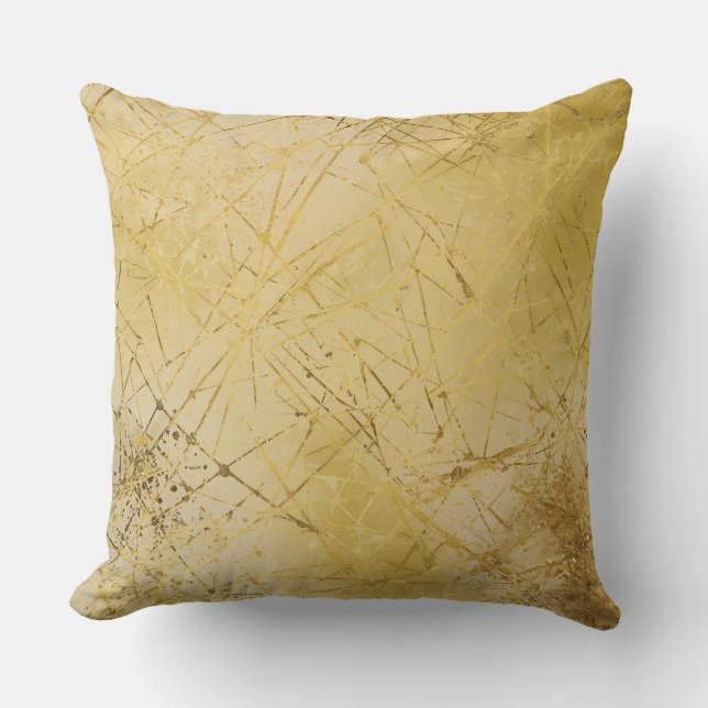 Gouden Mosterd Gele Patroon, Modern, Luxe Kussen (Voorkant)