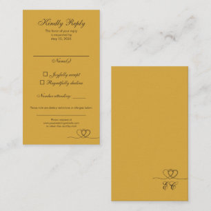 Gouden Mosterd Modern Mix en Match Trouw RSVP Kaar Visitekaartje