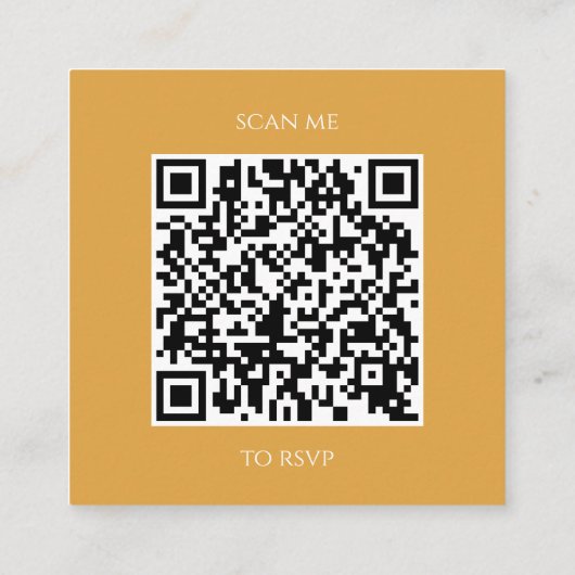 Gouden mosterd QR code typografie RSVP Informatiekaartje (Achterkant)