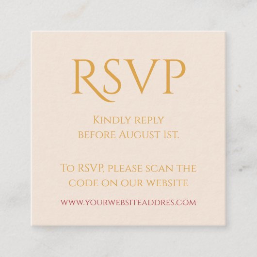 Gouden mosterd QR code typografie RSVP Informatiekaartje (Voorkant)