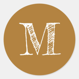 Gouden Mosterdbeginschrift Initiaal Ronde Sticker