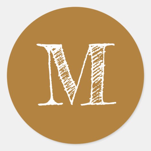 Gouden Mosterdbeginschrift Initiaal Ronde Sticker (Voorkant)