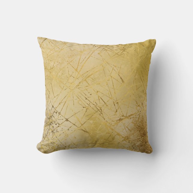 Gouden mosterdgeel patroon, modern, luxe kussen (Voorkant)