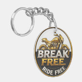 Gouden Motorfiets Embleem met Vette Tekst Sleutelhanger (Voorkant Links)