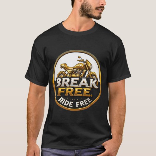 Gouden Motorfiets Embleem met Vette Tekst T-shirt (Voorkant)