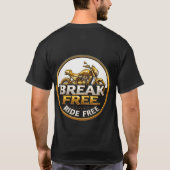 Gouden Motorfiets Embleem met Vette Tekst T-shirt (Achterkant)