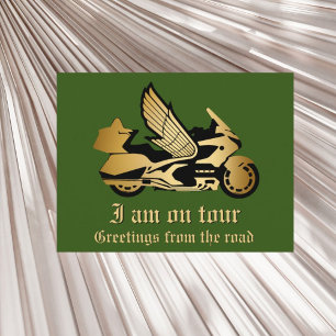 Gouden motorfiets gouden gouden groet briefkaart