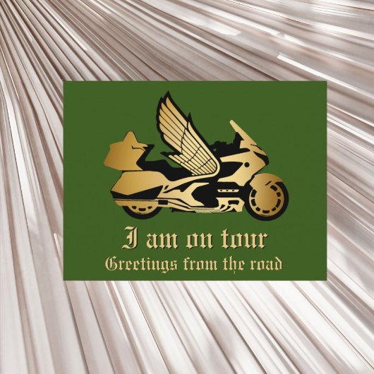 Gouden motorfiets gouden gouden groet briefkaart