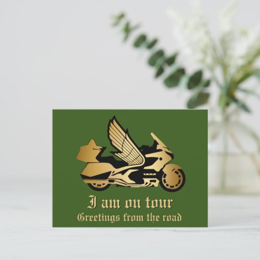 Gouden motorfiets gouden gouden groet briefkaart (Staand voorkant)