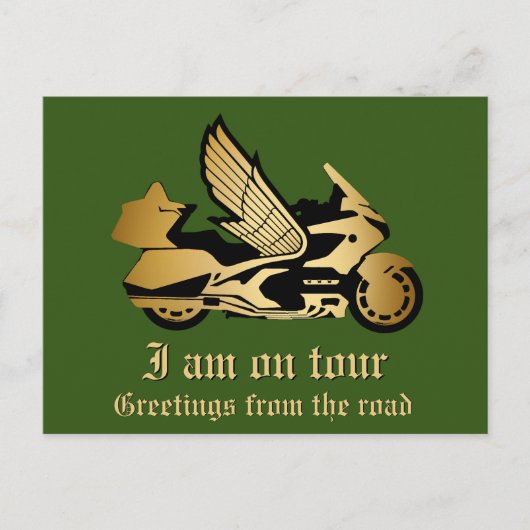 Gouden motorfiets gouden gouden groet briefkaart (Voorkant)
