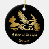 Gouden Motorfiets Vleugels Kerst Ornament gouden v (Voorkant)