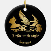 Gouden Motorfiets Vleugels Kerst Ornament gouden v (Achterkant)
