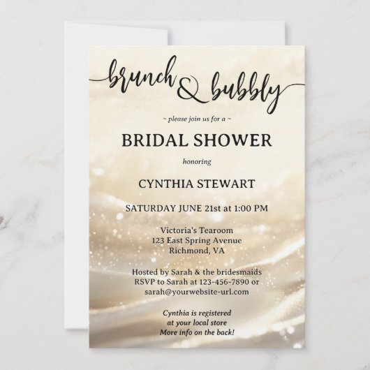 Gouden Mousserende Bruch en Bubbly Vrijgezellenfee Kaart (Voorkant)