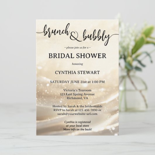 Gouden Mousserende Bruch en Bubbly Vrijgezellenfee Kaart (Staand voorkant)