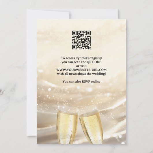 Gouden Mousserende Bruch en Bubbly Vrijgezellenfee Kaart (Achterkant)