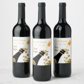 Gouden Mousserende Wijn Bubbels Bruiloft Etiket (Flessen)