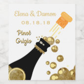 Gouden Mousserende Wijn Bubbels Bruiloft Etiket (Enkel label)
