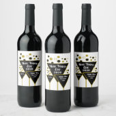 Gouden mousserende wijn, oudejaarsavond wijn etiket (Flessen)