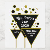 Gouden mousserende wijn, oudejaarsavond wijn etiket (Enkel label)