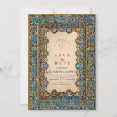 Gouden Mozaïek Islamitische Bruiloft Save The Date (Voorkant)
