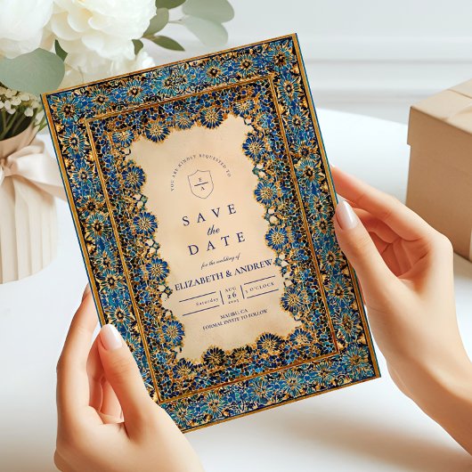 Gouden Mozaïek Islamitische Bruiloft Save The Date