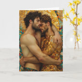 Gouden Mozaïek Omhelzing Kaart (Gele Bloem)