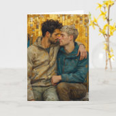 Gouden Mozaïek Omhelzing Kaart (Gele Bloem)