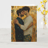 Gouden Mozaïek Omhelzing Kaart (Gele Bloem)