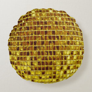 Gouden mozaïek Tegels Elegant Modern Luxury Rond Kussen