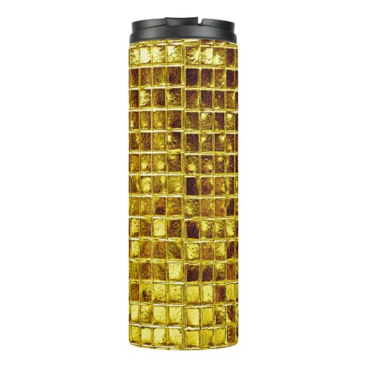 Gouden mozaïek Tegels Elegant Modern Luxury Thermosbeker (Achterkant)