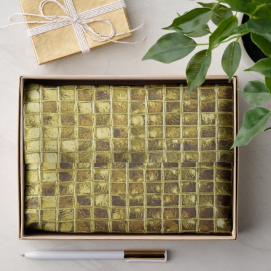 Gouden Mozaïek Tegels Elegante Moderne Decoupage Tissuepapier (Geschenk)