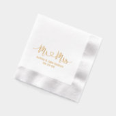 Gouden Mr en Mrs Hart Script Bruiloft Folie Servetten (Links)