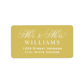 Gouden Mr en Mrs Script Trouwadres Etiket (Voorkant)