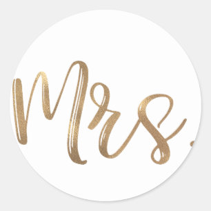 Gouden MRS Typografie Bruiloft Vrijgezellenfeest b Ronde Sticker