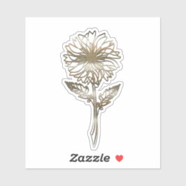 Gouden Mum Chrysant Bloem Sticker