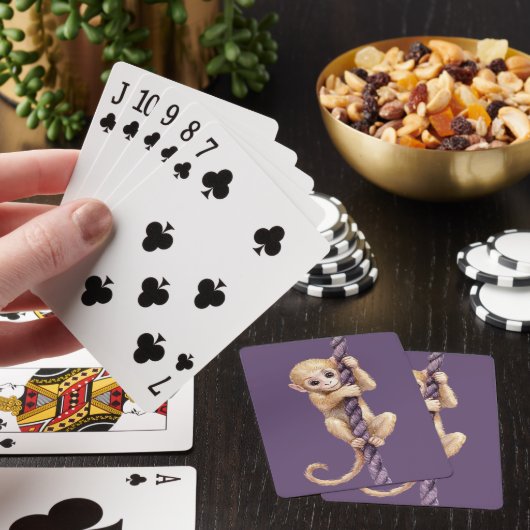 Gouden Munt Aap Paarse Touw Pokerkaarten (Insitu)