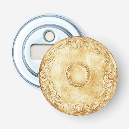 Gouden Munt Button Flesopener (Voorkant)