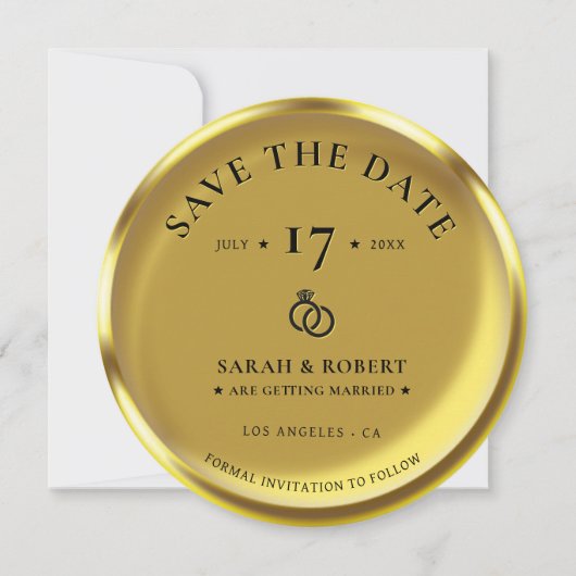 Gouden Munt Elegante Foto Bruiloft Save The Date (Voorkant)