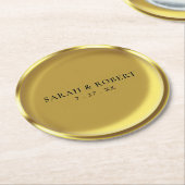 Gouden Munt Elegante Luxe Bruiloft Ronde Kartonnen Onderzetter (Gebogen)