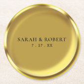 Gouden Munt Elegante Luxe Bruiloft Ronde Kartonnen Onderzetter (Voorkant)