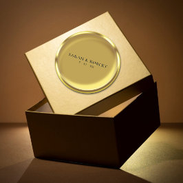 Gouden Munt Elegante Luxe Bruiloft Ronde Sticker