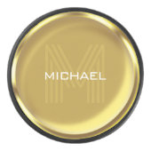 Gouden Munt Naam Monogram Initiaal Hockey Puck (Voorkant)
