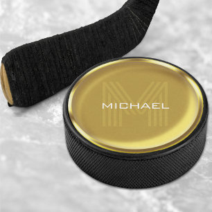 Gouden Munt Naam Monogram Initiaal Hockey Puck