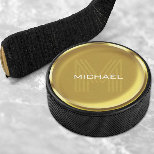 Gouden Munt Naam Monogram Initiaal Hockey Puck
