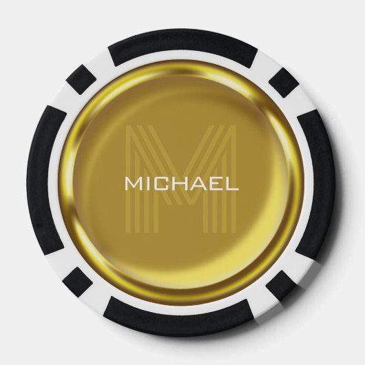 Gouden Munt Naam Monogram Initiaal Poker Chips (Achterkant)