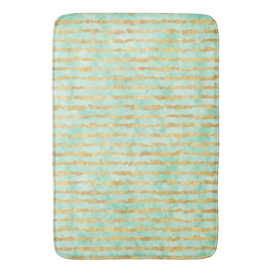 Gouden Munt Waterverf Glitz Strepen Badmat (Voorkant Verticaal)