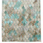 Gouden Munt Zeemeermin Schalen Glam #1 (Faux Glitt Douchegordijn (Voorkant)