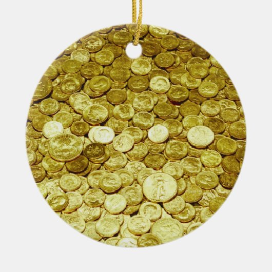 Gouden munten keramisch ornament (Voorkant)