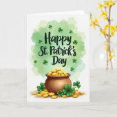 Gouden Munten St. Patrick's Dag Kaart (Gele Bloem)