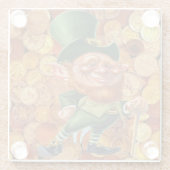 gouden munten van leprechaun glazen onderzetter (Achterkant)